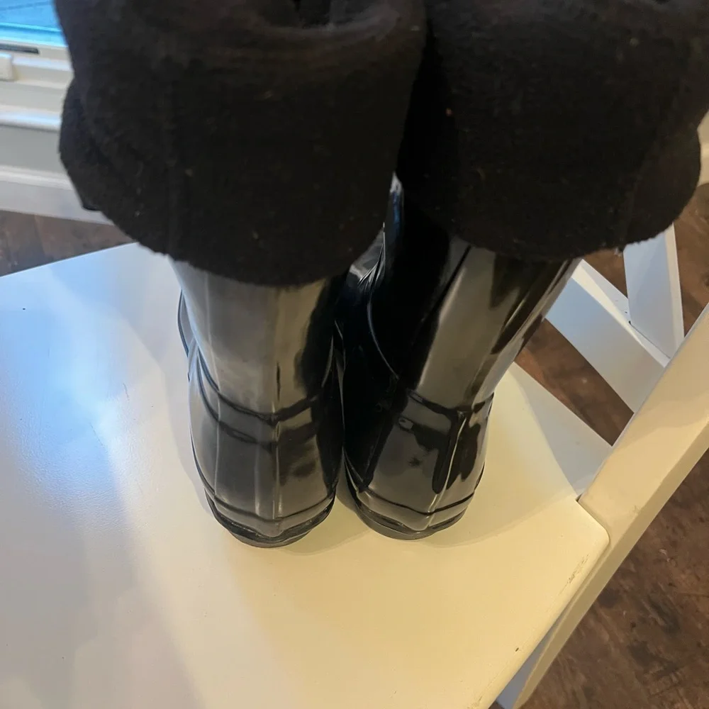 Hunter Original Gloss Tall Rain Boots Black Women’s Waterproof Rubber Boots 7